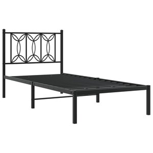 vidaXL Cadre de lit métal avec tête de lit noir 80x200 cm