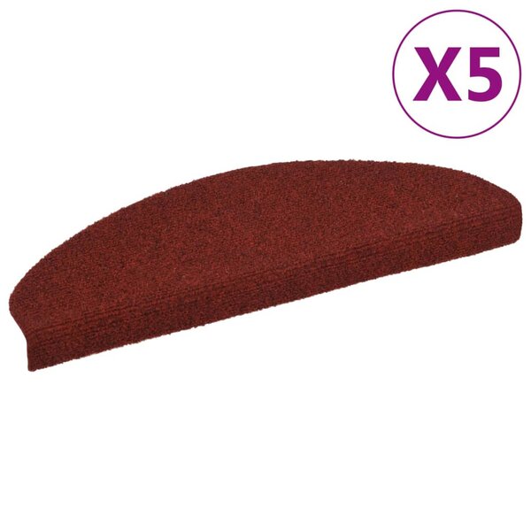 vidaXL Tapis autoadhésifs de marches 5 Pièces Rouge 65x21x4 cm Aiguilleté