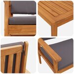Ensemble de canapé de jardin 5 pièces vidaXL avec coussins en bois d'acacia massif