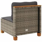 vidaXL Canapé de jardin sans accoudoirs coussins gris résine tressée
