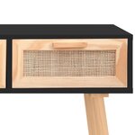 vidaXL Table console Noir 105x30x75 cm Bois massif pin /rotin naturel