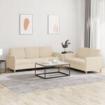 vidaXL Ensemble de canapés 2 Pièces avec coussins Crème Tissu