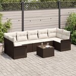 vidaXL Ensemble de canapé de jardin de 8 pièces avec coussins marron en poly rattan