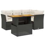 vidaXL Salon de jardin 5 Pièces avec coussins noir résine tressée