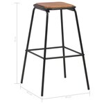 vidaXL Tabourets de bar lot de 4 noir pinède solide et acier