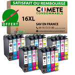COMETE, Entreprise Française- 16XL - pack 20 Cartouches Compatibles EPSON