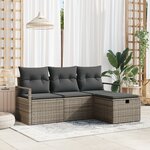 Ensemble de Canapés de Jardin 4 pièces avec Coussins Gris Poly Rotin vidaXL