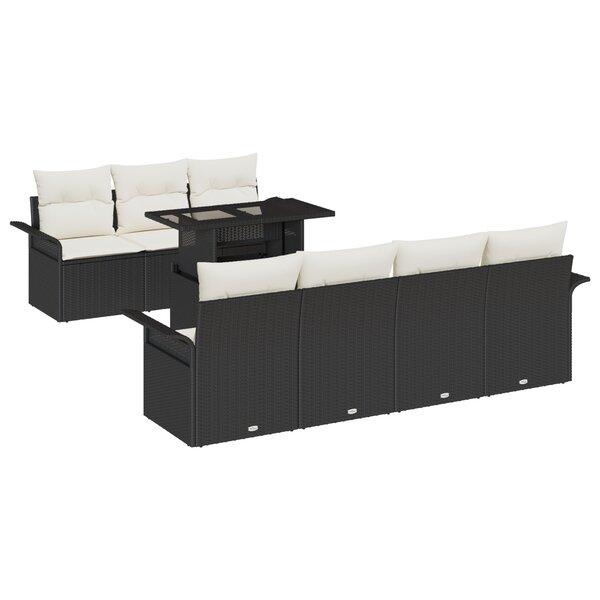 vidaXL Ensemble de Canapés de Jardin 8 Pièces avec Coussins Rattan Poly Noir
