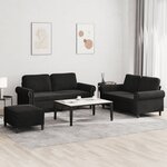 vidaXL Ensemble de canapés 3 Pièces avec coussins Noir Velours