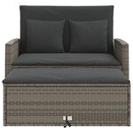 vidaXL Canapé de jardin 2 places avec coussins gris résine tressée