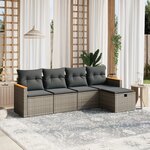vidaXL Salon de jardin 5 Pièces avec coussins gris résine tressée