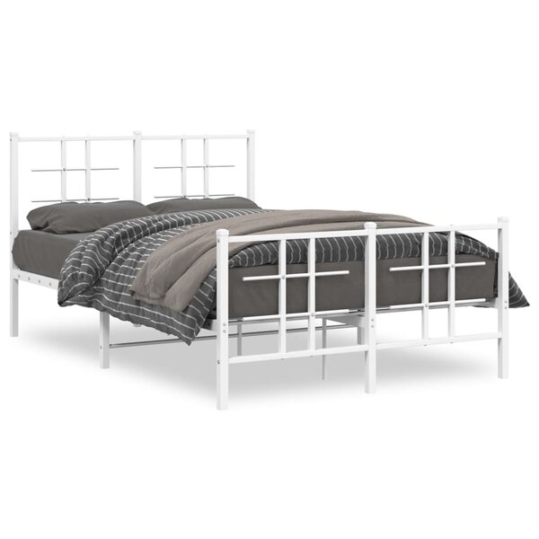 vidaXL Cadre de lit métal sans matelas et pied de lit blanc 120x190 cm