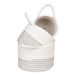 3 paniers ronds en cotton blanc et gris