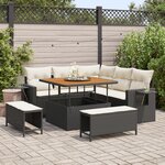 Ensemble de Canapés de Jardin 8 Pièces Rattan PE avec Coussins Noir