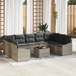 vidaXL Ensemble de Salle à Manger de Jardin 10 Pièces avec Coussins Gris en Rattan Synthétique