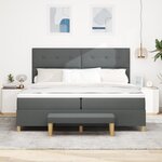 vidaXL Lit à ressort avec matelas et banc Gris foncé 200x200 cm Tissu