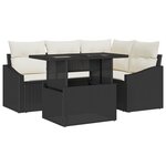 vidaXL Ensemble de canapé de jardin 5 pièces avec coussins en poly rotin noir de