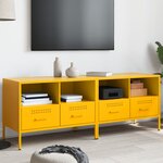 vidaXL Meuble TV 2Pièces jaune moutarde 68x39x50 5cm acier laminé à froid