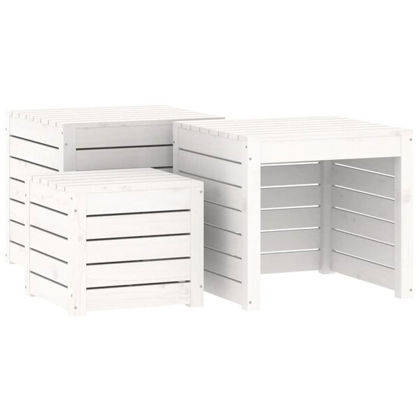 vidaXL Ensemble de boîtes de jardin 3 Pièces blanc bois de pin massif