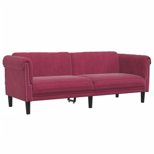 vidaXL Canapé à 3 places rouge bordeaux velours