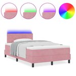 Lit à Ressorts VidaXL avec Matelas & LED Rose 120x200 cm Velours