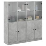 vidaXL Bibliothèque avec portes gris béton 136x37x142 cm