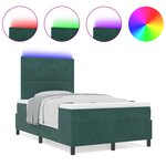 Lit box spring vidaXL avec matelas et LED vert foncé 120x190 cm en velours