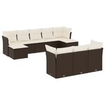 vidaXL Salon de jardin 10 Pièces avec coussins marron résine tressée