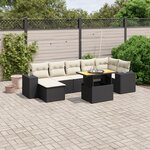 vidaXL Salon de jardin 8 Pièces avec coussins noir résine tressée