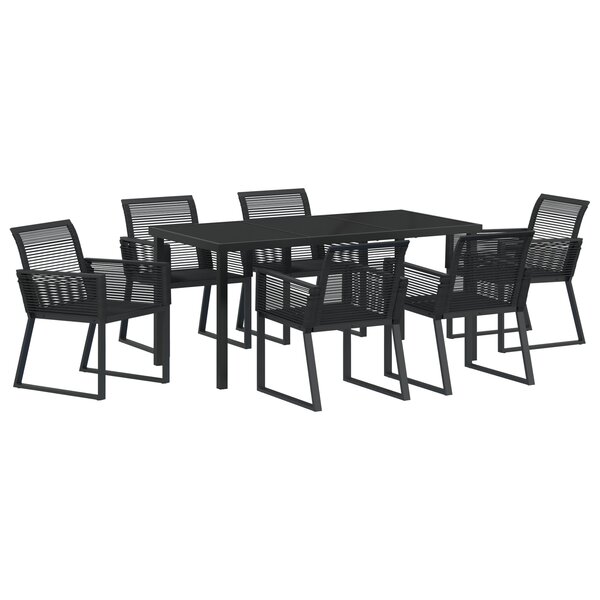 vidaXL Ensemble de Salle à Manger de Jardin 7 Pièces Noir Rattan Poly