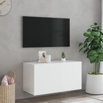 vidaXL Meuble TV mural avec lumières LED blanc 80x35x41 cm