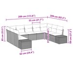 vidaXL Ensemble de Canapés de Jardin 9 Pièces avec Coussins Noir Rattan Sinthetique