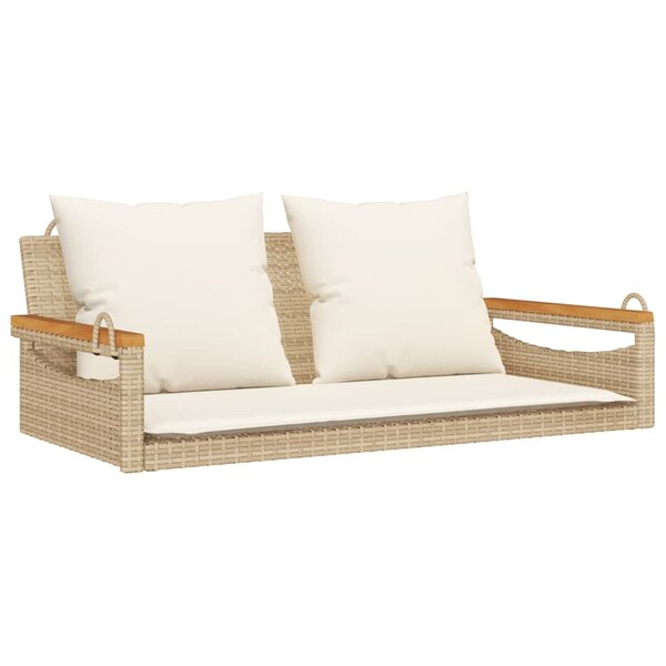 vidaXL Balancelle avec coussins beige 109x62x40 cm résine tressée