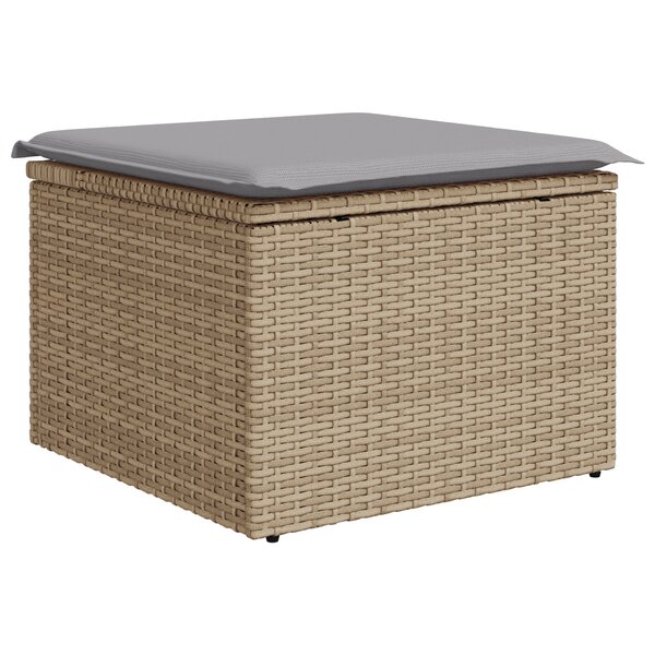 Ensemble de canapé de jardin de 7 pièces avec coussins Beige Poly Rattan Acacia
