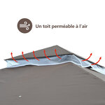 Tonnelle barnum style colonial double toit toile moustiquaires amovibles 3L x 3l x 2 7H m métal époxy polyester chocolat et blanc