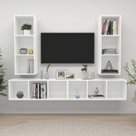 vidaXL Meubles TV muraux 4 Pièces Blanc Aggloméré