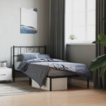 vidaXL Cadre de lit métal avec tête de lit noir 107x203 cm