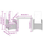 vidaXL Ensemble de bistro de jardin 3 Pièces coussins gris poly rotin