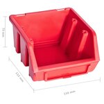 vidaXL Kit de bacs de stockage et panneaux muraux 80 Pièces Rouge et noir