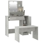 vidaXL Ensemble de coiffeuse avec LED Gris béton Bois d'ingénierie