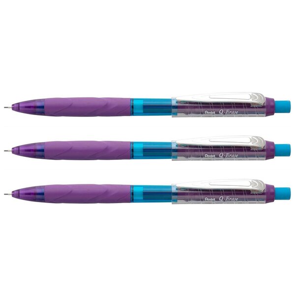 Porte-mines Q-Erase  0 5 mm  violet/bleu x 3 PENTEL