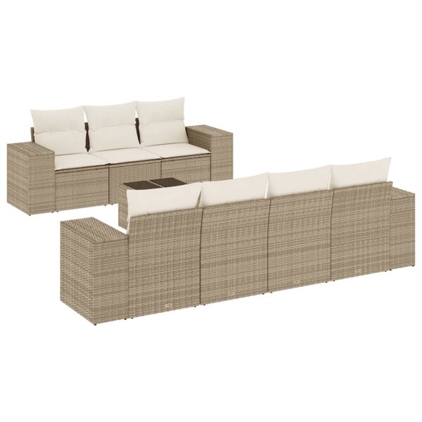 vidaXL Salon de jardin avec coussins 8 Pièces beige résine tressée