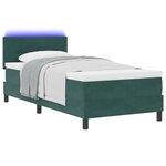 Lit Box Spring vidaXL avec Matelas et LED Vert Foncé 90x200 cm Velours