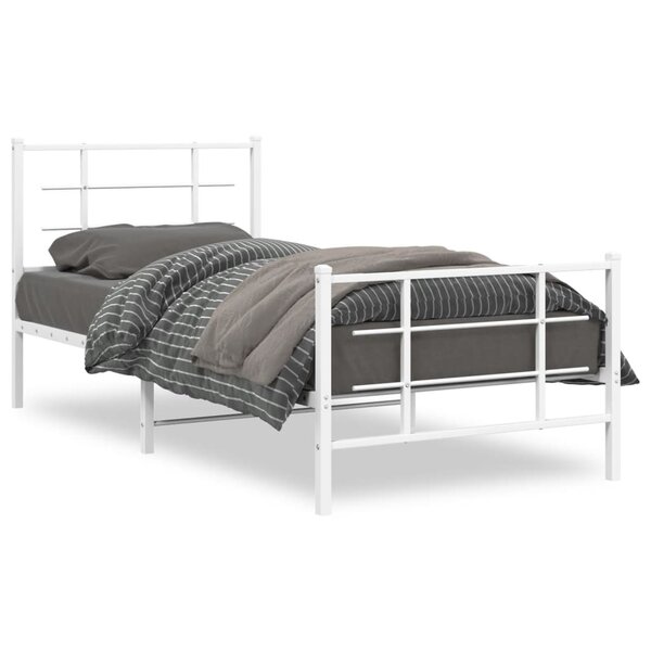 vidaXL Cadre de lit métal sans matelas avec pied de lit blanc 90x200cm