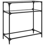 vidaXL Table console avec dessus en verre transparent 80x35x81cm acier