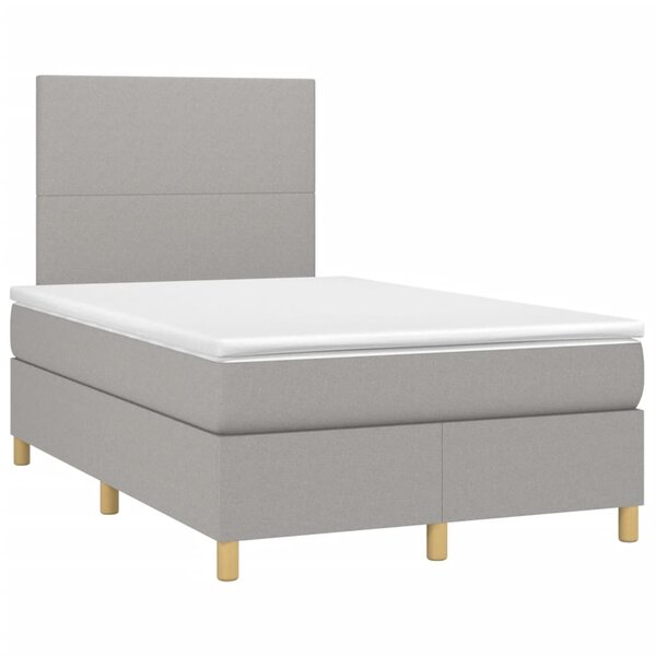 vidaXL Sommier à lattes de lit et matelas gris clair 120x190 cm tissu