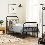 vidaXL Cadre de lit métal sans matelas avec pied de lit noir 75x190 cm
