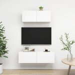 vidaXL Ensemble de meubles TV 2 Pièces Blanc Bois d'ingénierie
