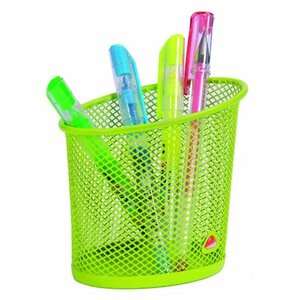Pot à crayons en métal Mesh - Diamètre 6, hauteur 10,5 cm coloris vert ALBA