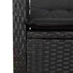 vidaXL Banc inclinable de jardin avec coussins noir résine tressée
